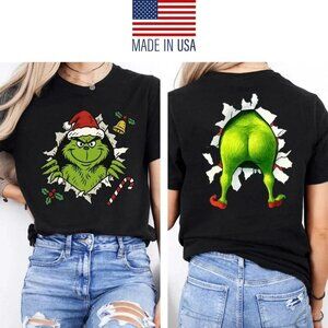 Funny Christmas Grinch Graphic Tee Front & Back